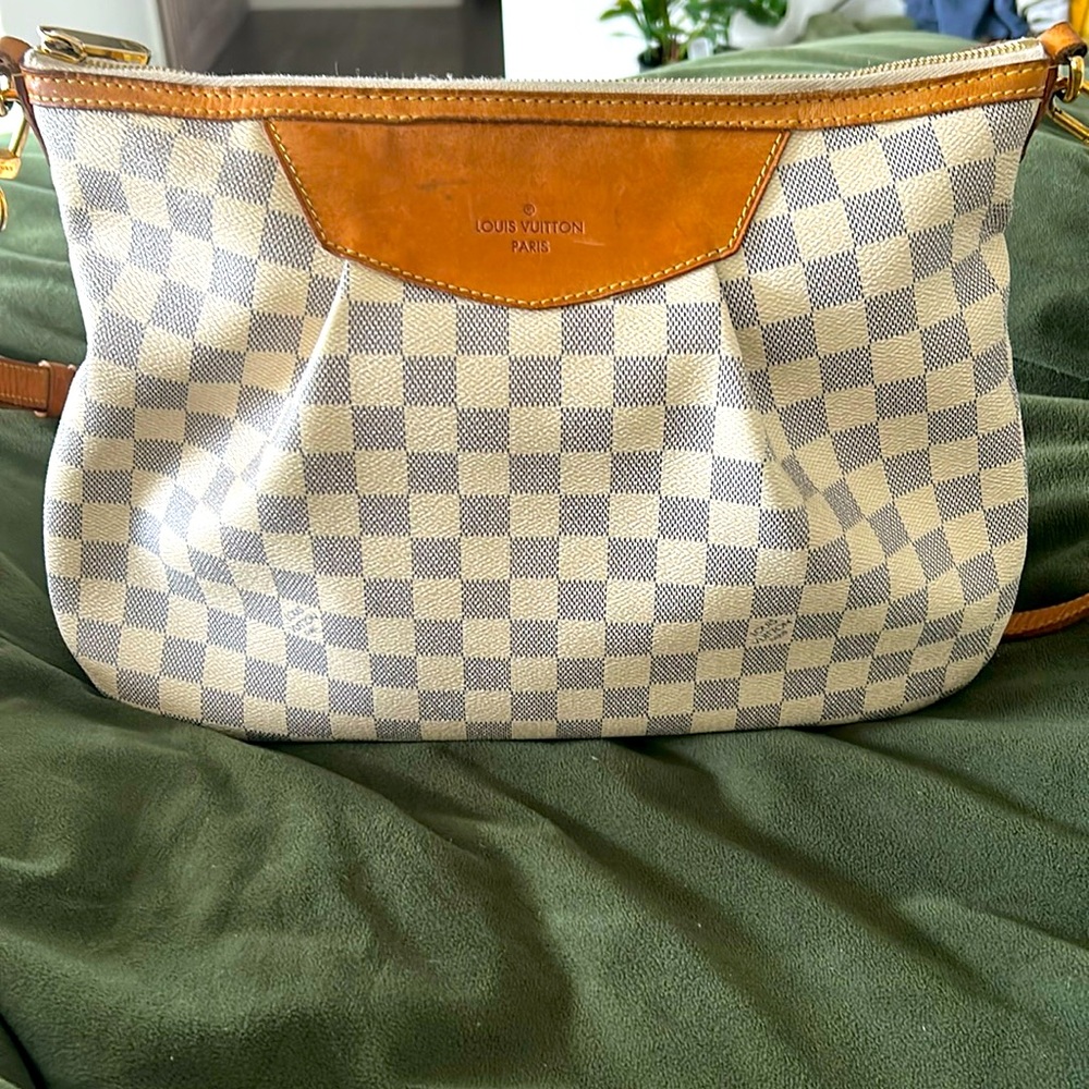 LOUIS VUITTON Damier Azur Siracusa MM Shoulder Bag SP2182 EUC🤎